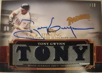 2010 Topps Sterling - Touched By Greatness Relic Quad Autographs Sterling Silver #4TBGAR-20 Tony Gwynn Front